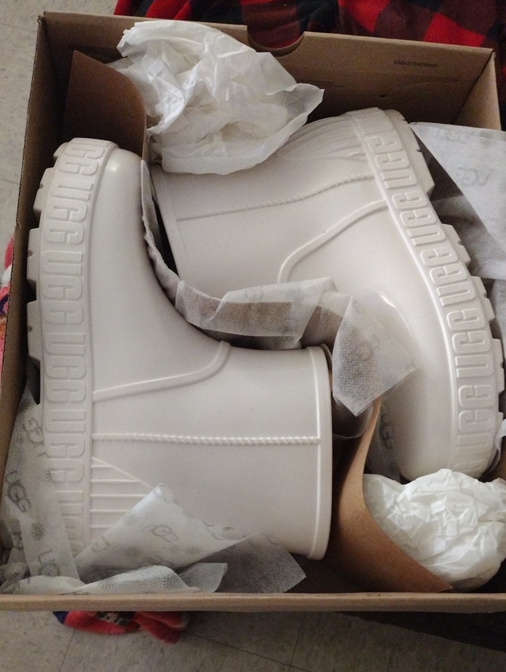 UGG Cream Platform Rain Boots